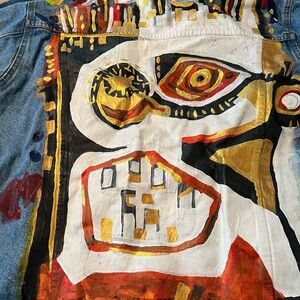 Artist Painted One-of-a-kind Wrangler Denim Jacket-Streetwear Style  NEW Mens L